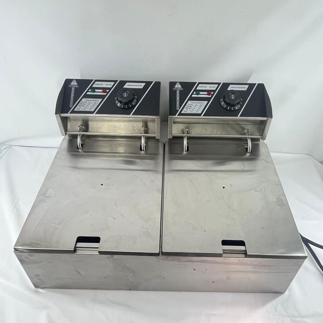 業務用２槽式卓上電気フライヤー 1槽（6L 100V） ×２ 店舗用品 厨房機器