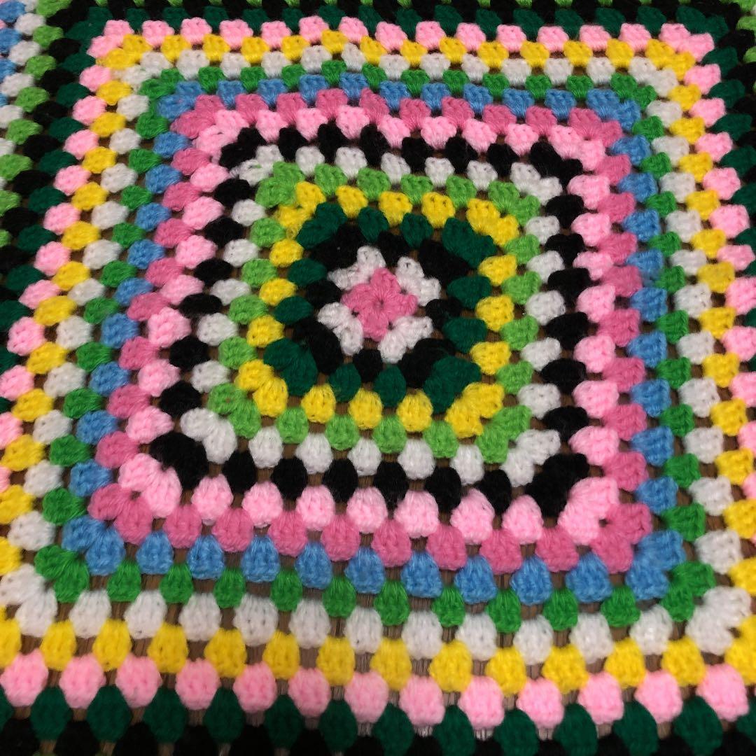 ハンドメイド カラフルな毛糸モチーフ編みカバー マット アフガン ソファーカバー