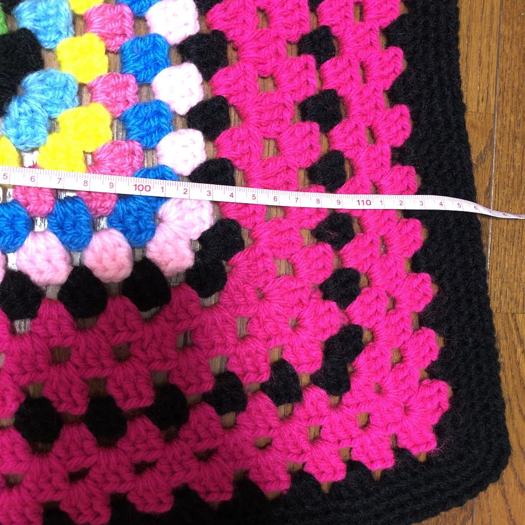 ハンドメイド カラフルな毛糸モチーフ編みカバー マット アフガン ソファーカバー