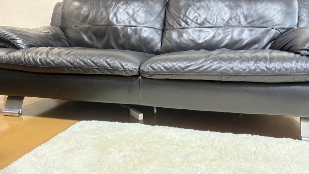 italsofa 黒レザー　3人掛けソファ