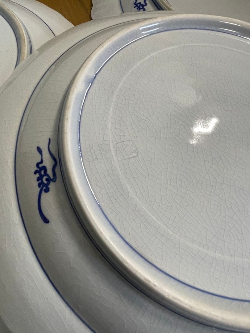 大皿　さわち　飾り皿　約40㎝　松　鳥　青　白　風景　セット　大きい　大きな