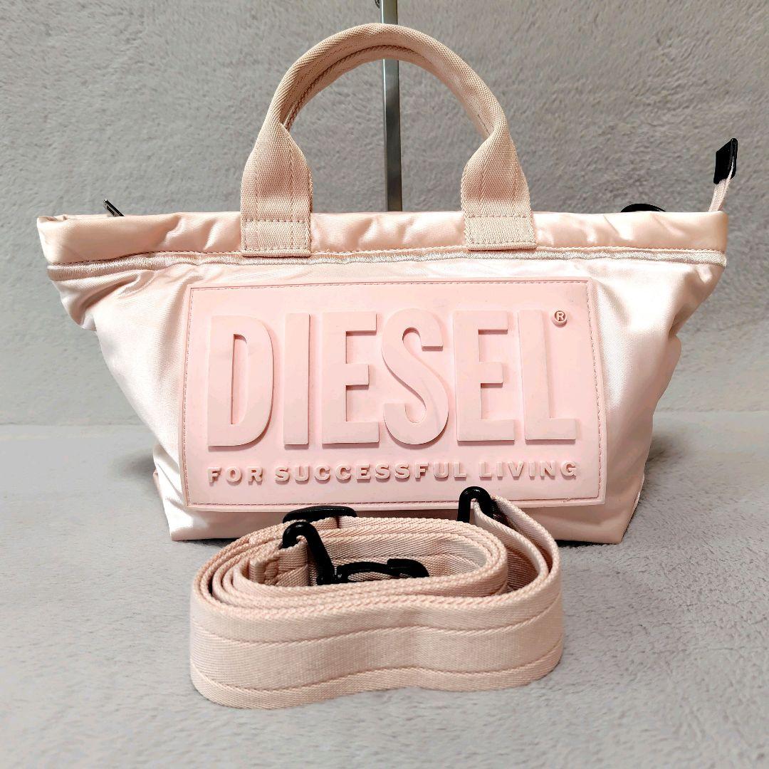 美品✨　ディーゼル　ショルダーバッグ　ピンク　ナイロン　ビッグロゴ　2way