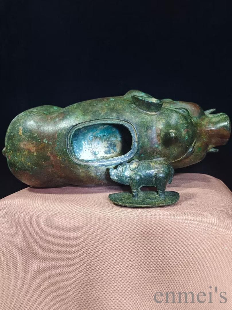 中国古美術【猪尊】西周青銅器 盛酒器 礼器 骨董 純銅製 古美味 時代物 置物
