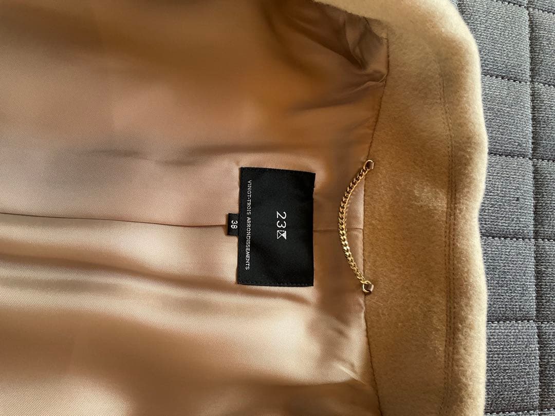 23区　38 ベージュ ダブルブレスト ウールコート Mサイズ