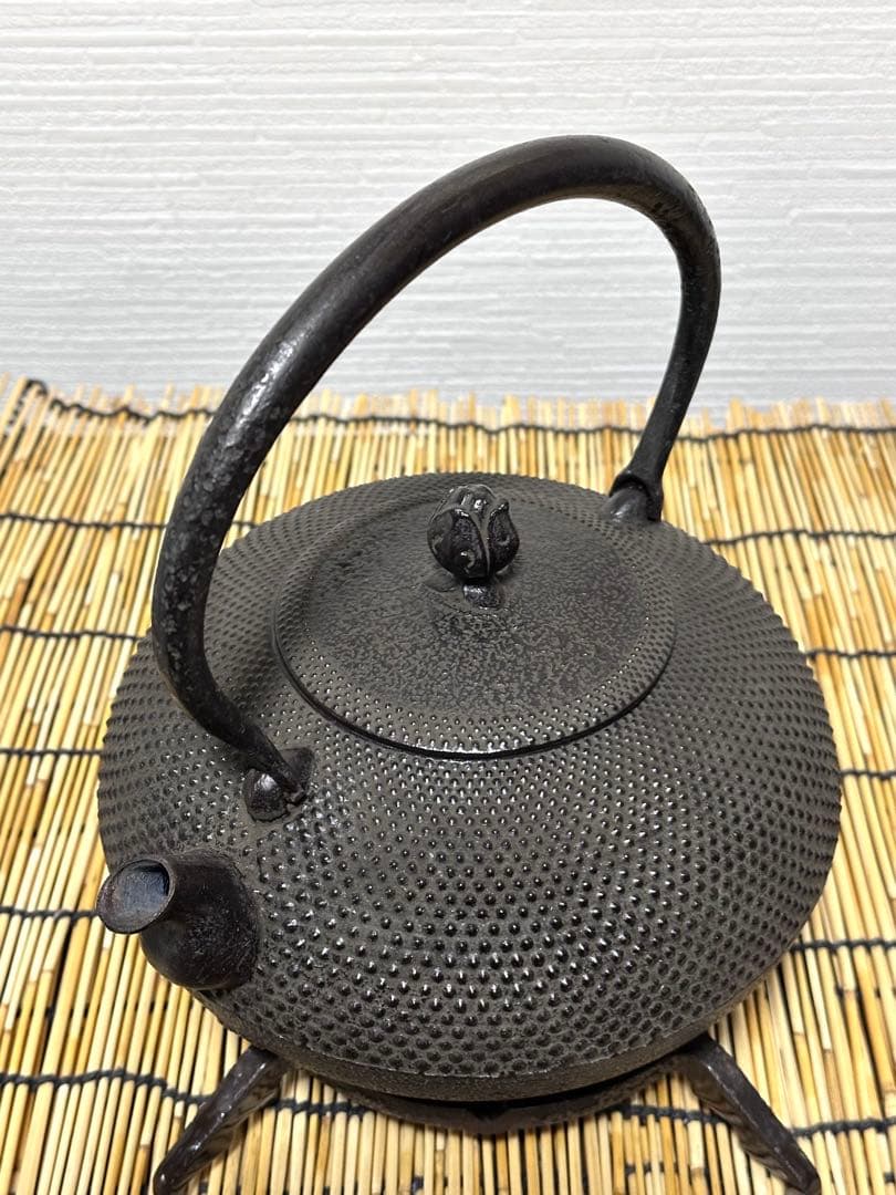 デッドコンディション、付属品付　南部金狐堂　１５型算玉形　南部鉄瓶　南部鉄器