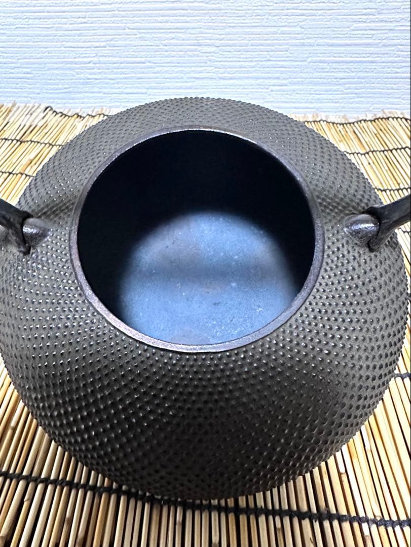 デッドコンディション、付属品付　南部金狐堂　１５型算玉形　南部鉄瓶　南部鉄器