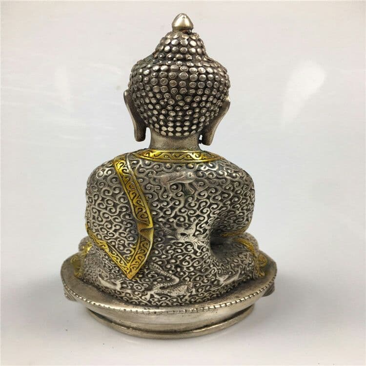 旧白銅発銀釈迦仏像の置物