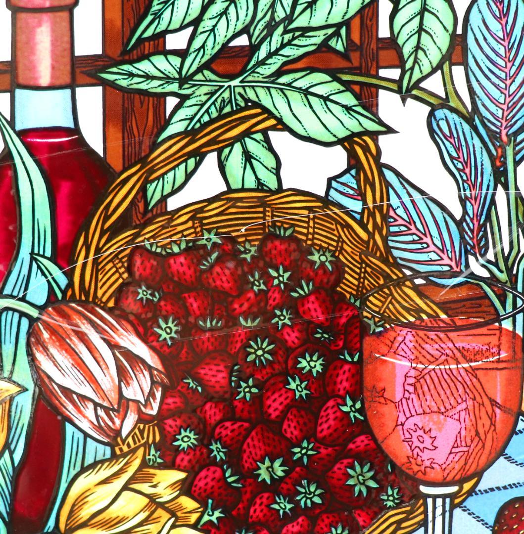 ストロベリーと赤ワイン ダブルリム製 ヴィンテージステンドグラス極稀少 初期作品