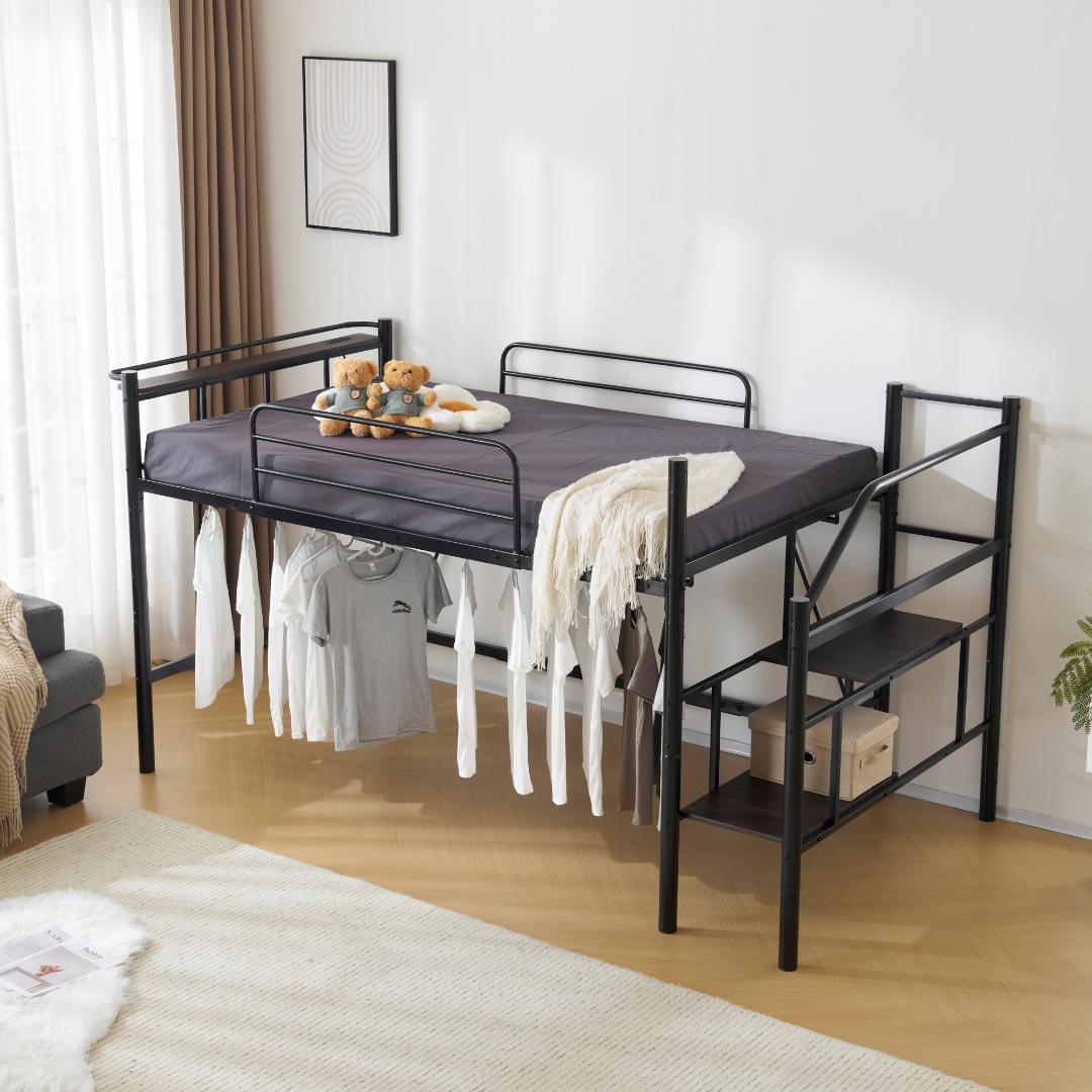 【パイプ床板・SDセミダブル】ロフトベッド パイプベッドセミダブル北欧風 耐震