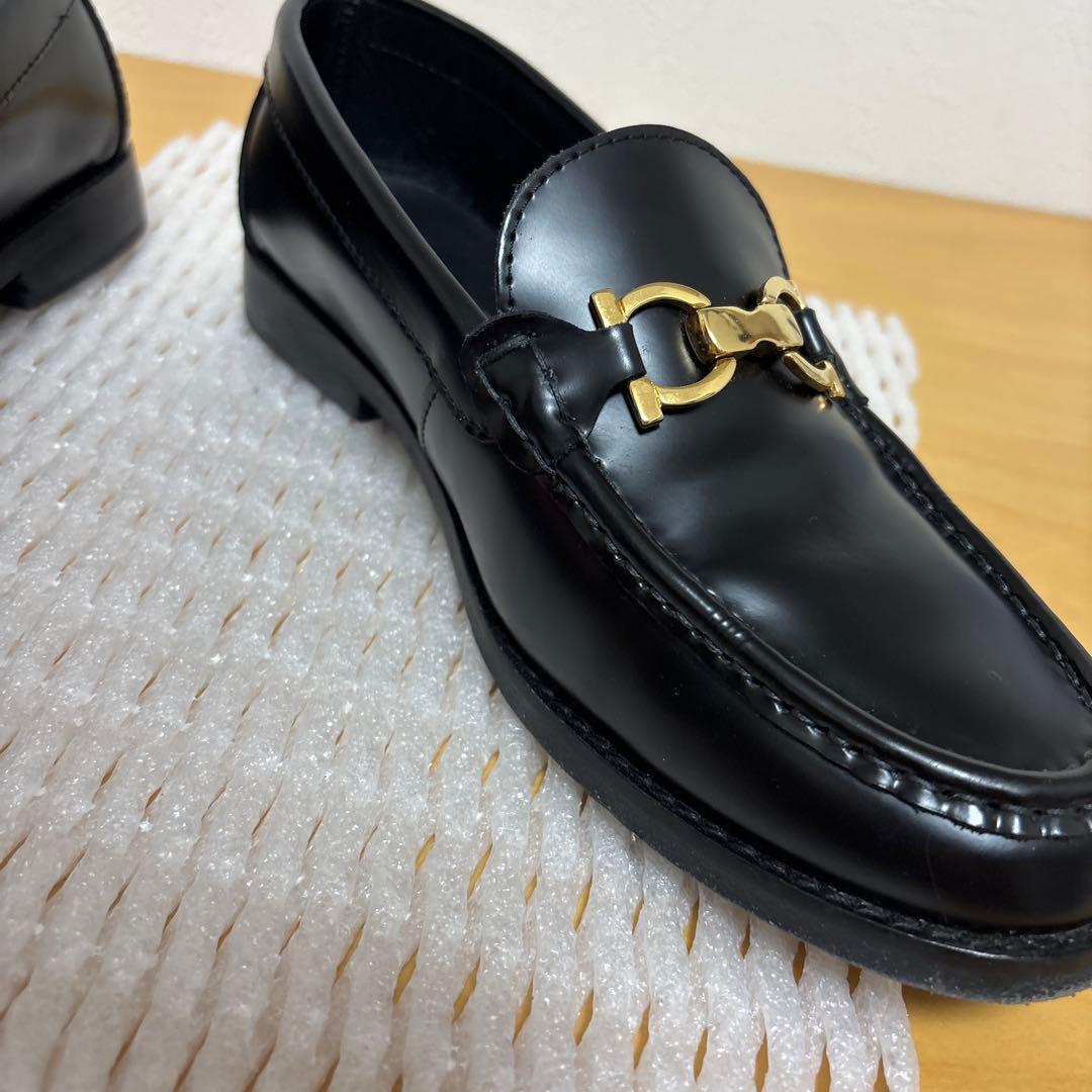 カミナンド　ビットローファー　レザー　ブラック×ゴールド　7サイズ