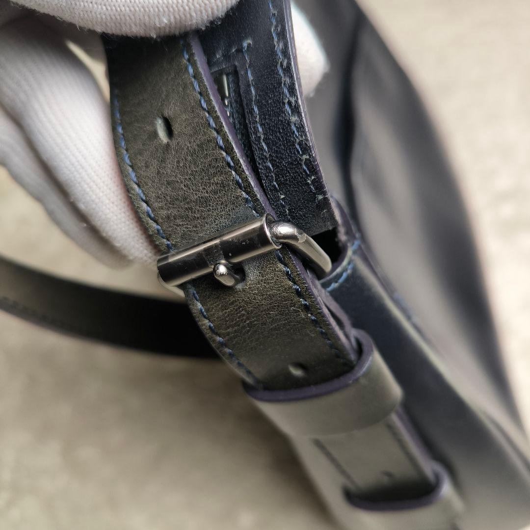 ​エルゴポック ショルダーバッグ ワキシングレザー 紺 本革 日本製 エイジング