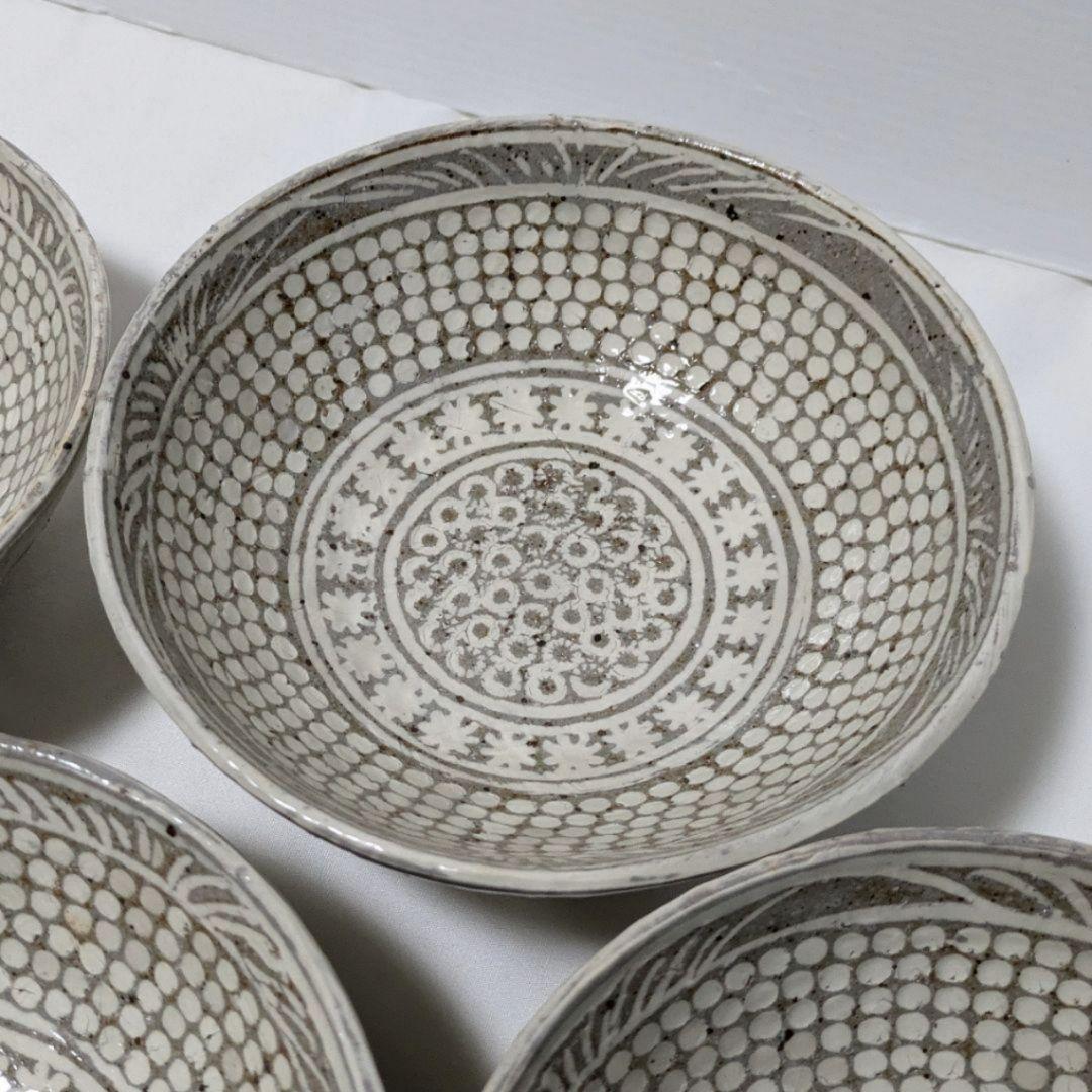 骨董 陶器 中鉢 5個セット 箱有り 花柄 銘々皿