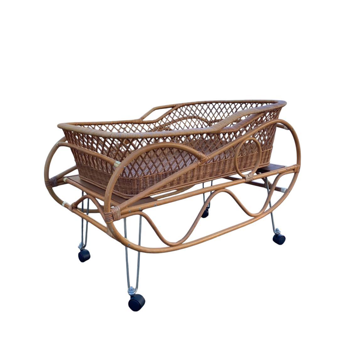 ✨籐かご　ラタン　ゆりかご　キャスター付き　ゆらゆら