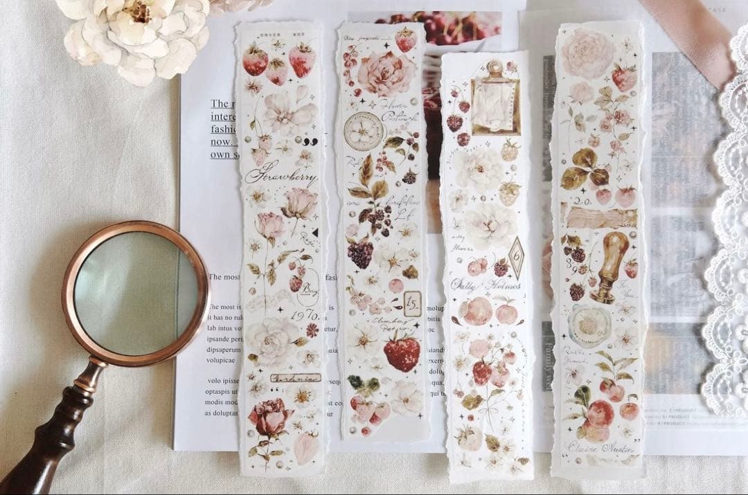 雀斑茶《玫瑰与浆果》海外マスキングテープ　マステ 【1637】