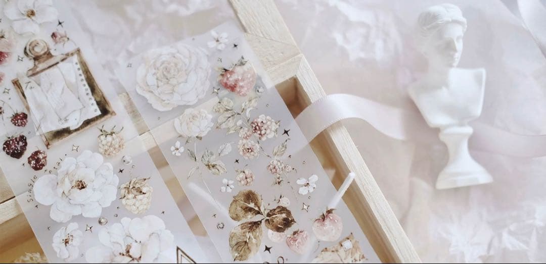 雀斑茶《玫瑰与浆果》海外マスキングテープ　マステ 【1637】