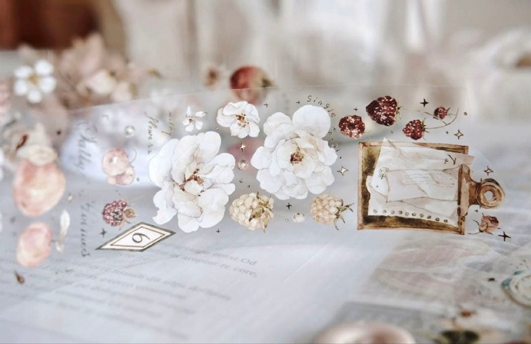 雀斑茶《玫瑰与浆果》海外マスキングテープ　マステ 【1637】