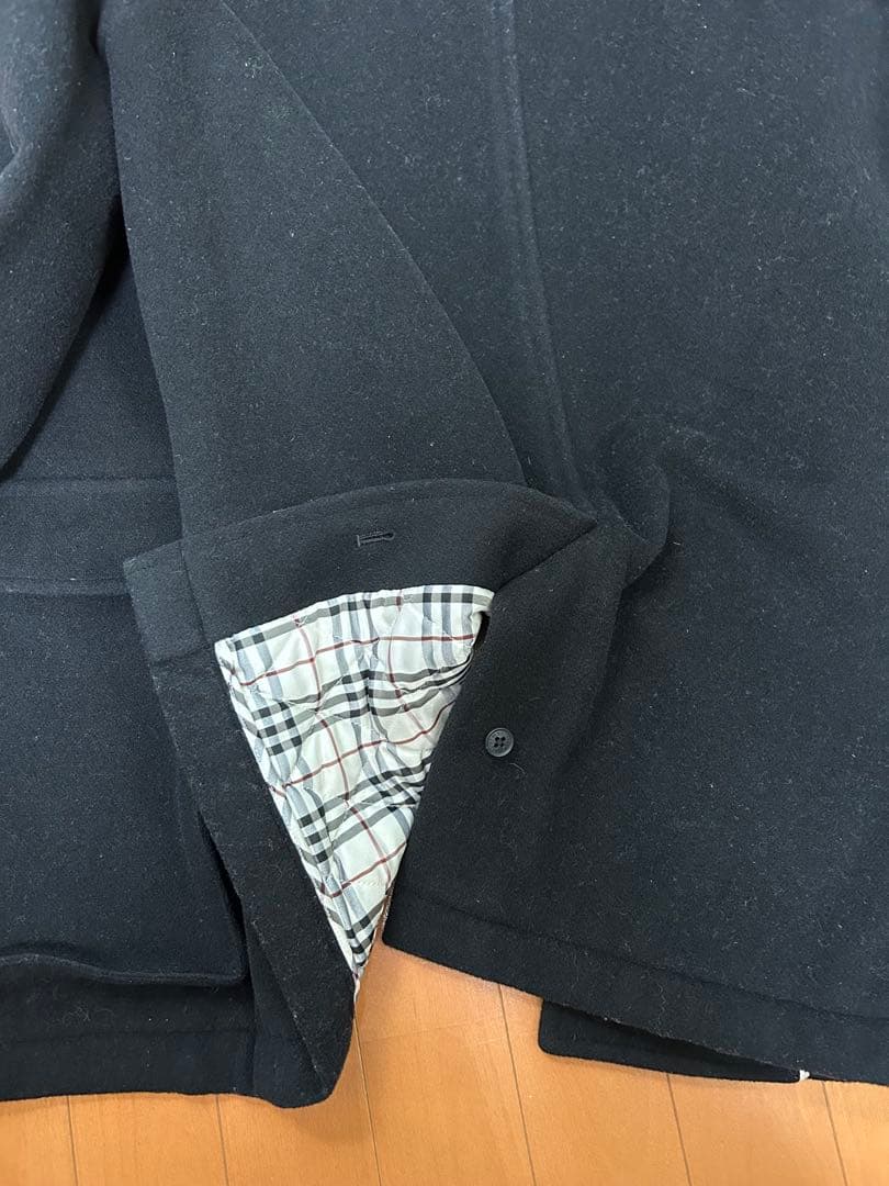 バーバリーブラックレーベル　黒　ウール　ダッフルコート　Lサイズ