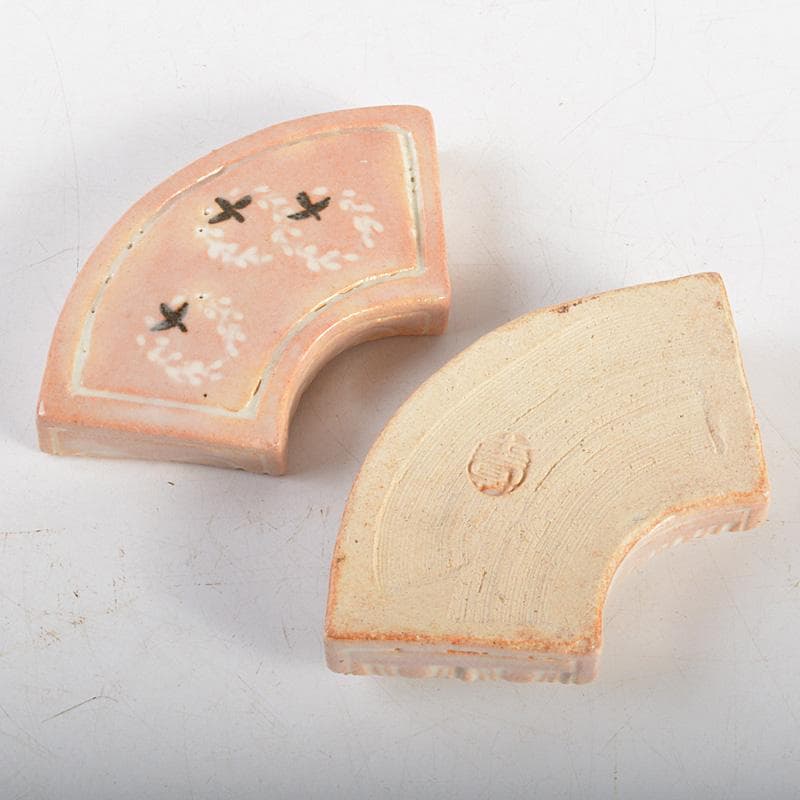 茶道具　八事窯　中村道年造　扇面香合　共箱　V　6353