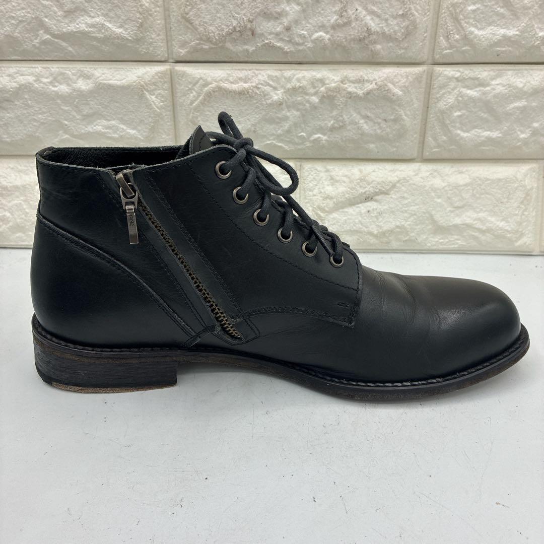【良品】パドローネ レースアップブーツ サイドジップ 41 ブラック レザー