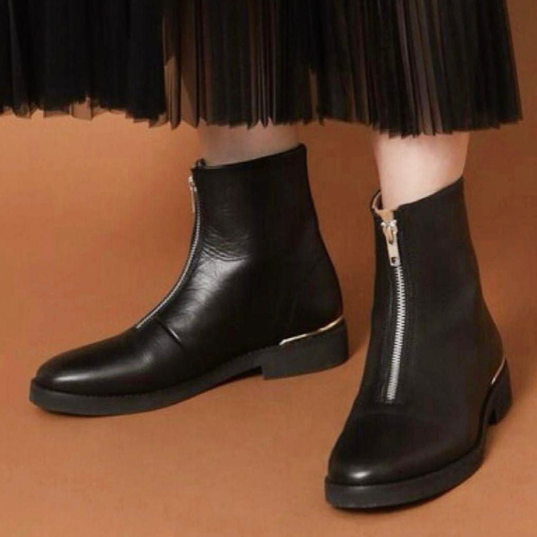 未使用 カミナンド フロントジップ レザー ブーツ ドレステリア ダイアナ