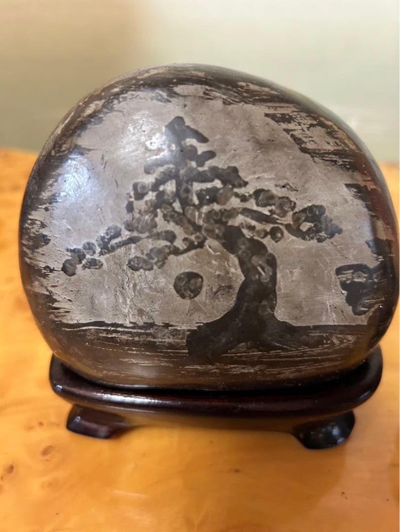 絵画石　松竹梅　鑑賞石　縁起物