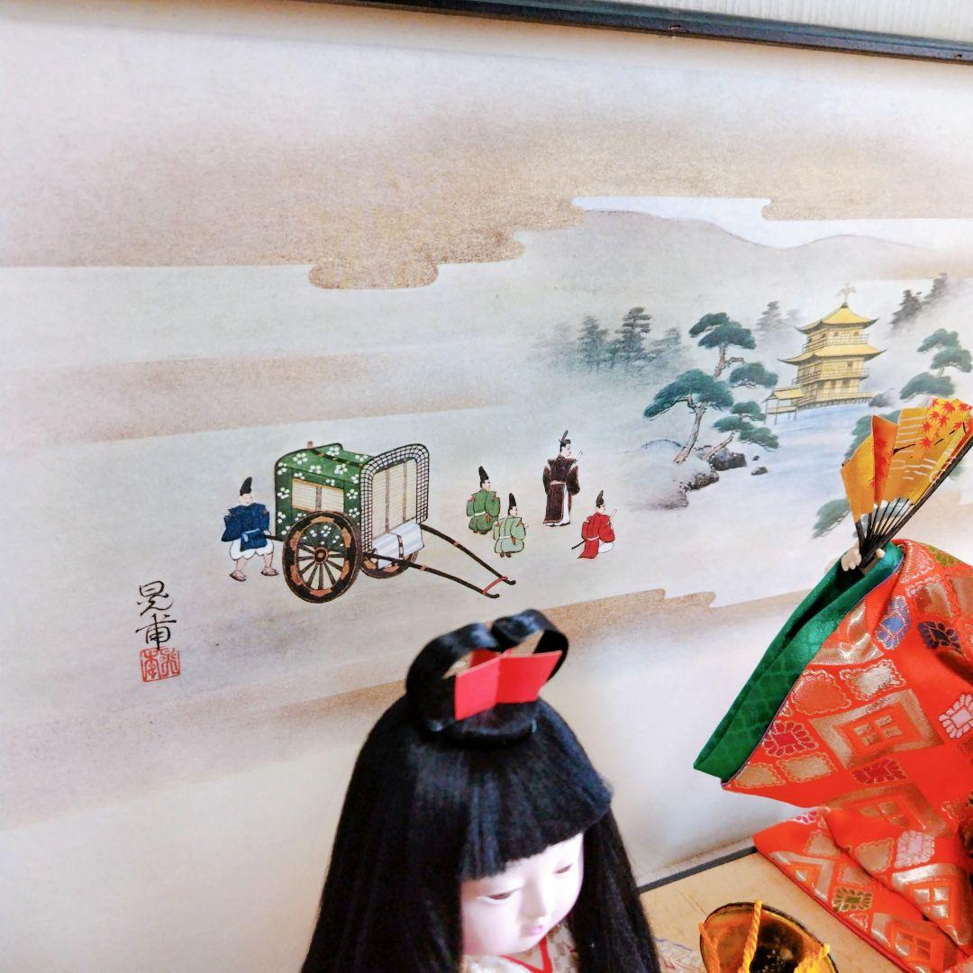 嵯峨人形　舞　山陽作　花柄和服　扇子・小鼓付き　伝統工芸品