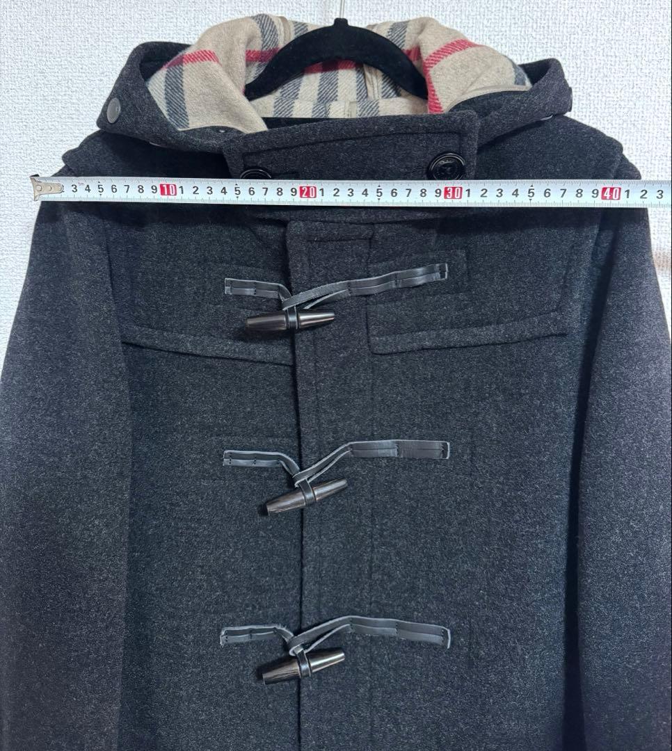 バーバリーロンドン ダッフルコート フード メガチェック　Lサイズ ダークグレー
