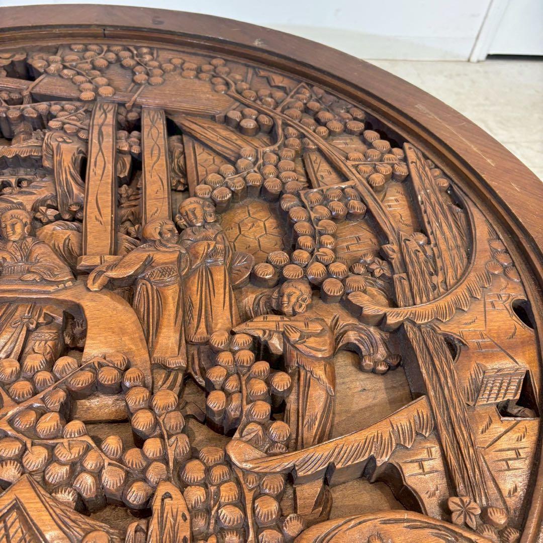 アンティーク彫刻家具 座卓 ちゃぶ台 猫脚 骨董　中国　ローテーブル