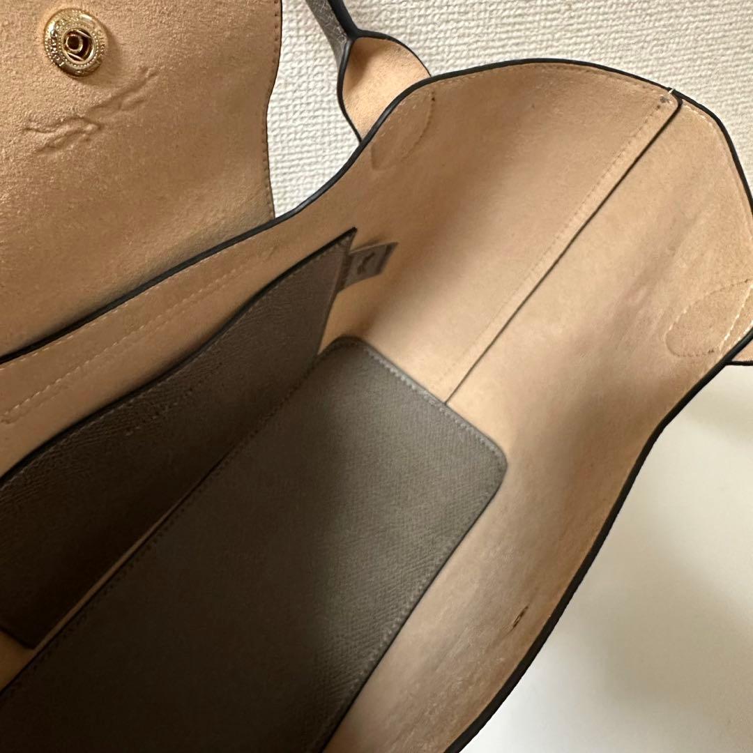 【新品】ロンシャンPURE ショルダーレザーBagタートルダヴ色