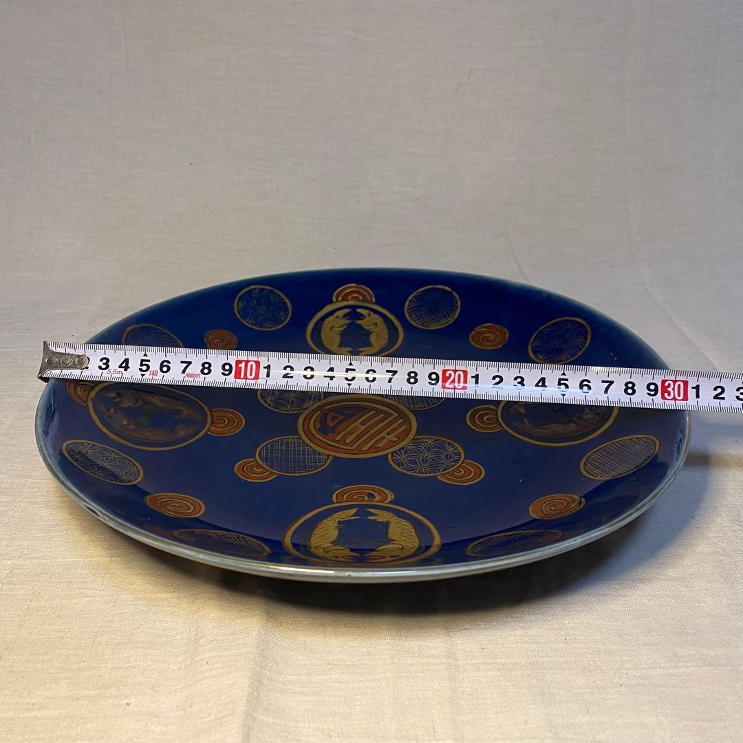 伊万里　古伊万里　大皿　瑠璃釉　金彩