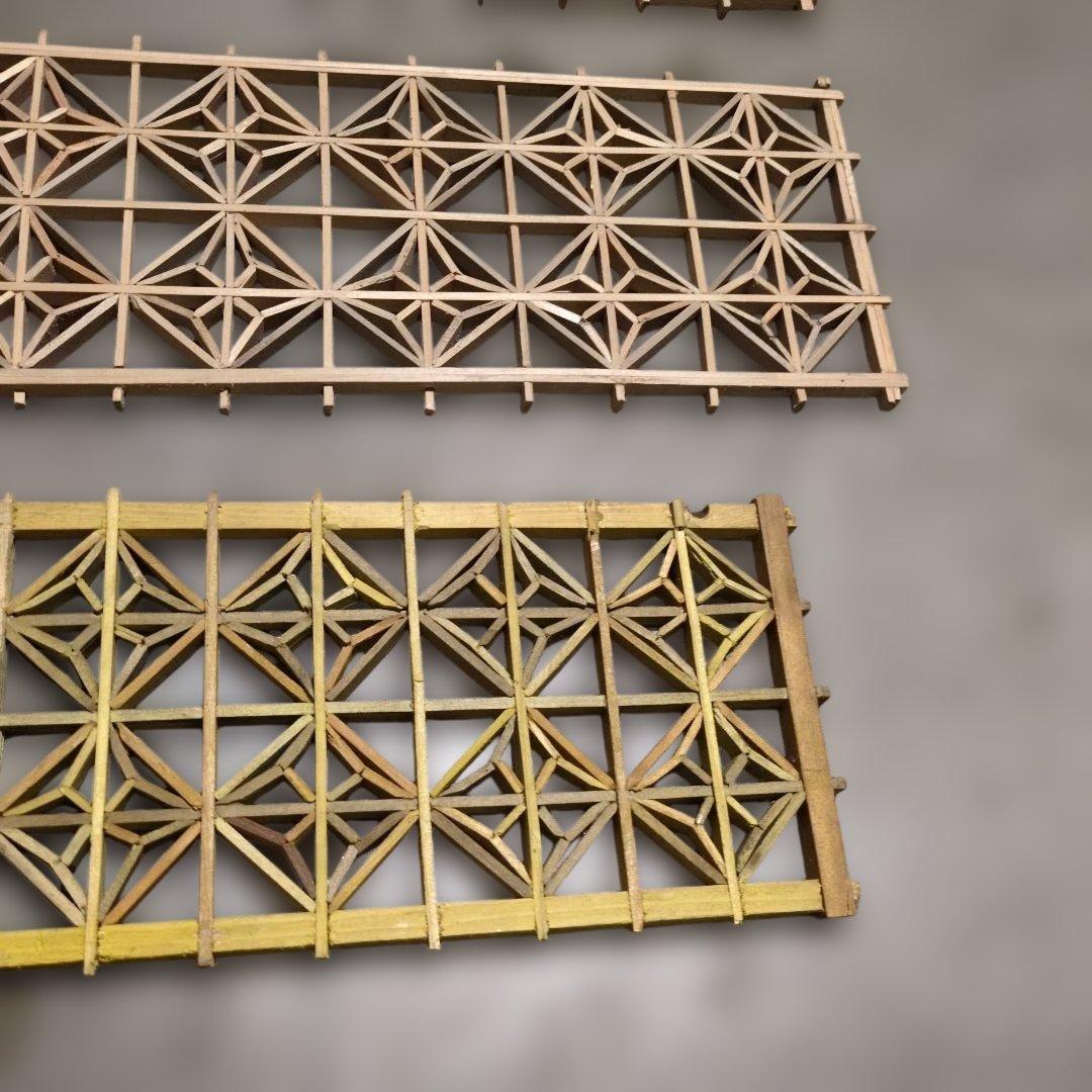 昭和レトロ 組子欄間 4枚セット 書院障子 建具 衝立 引戸 ガラス戸