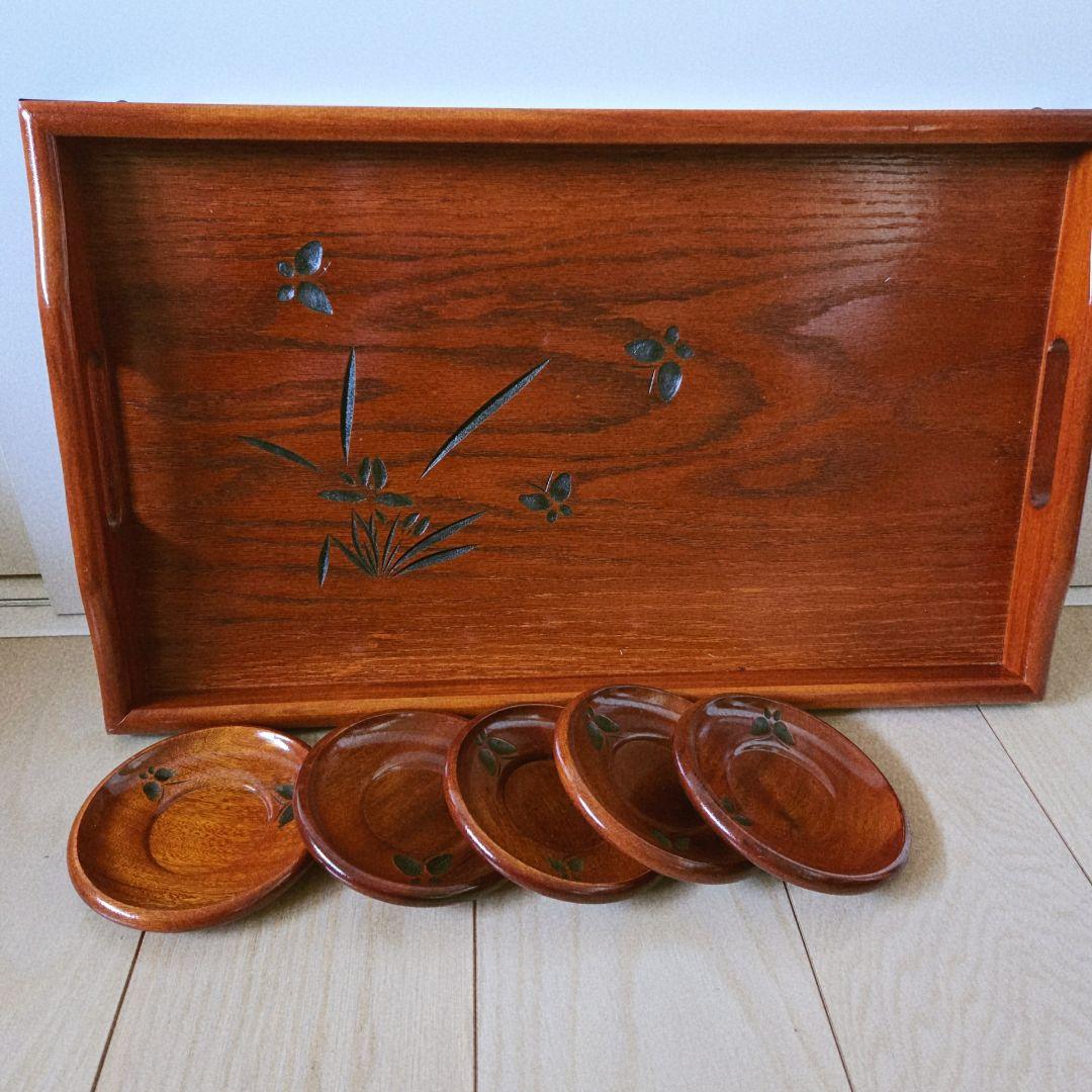 木製トレーと小皿セット