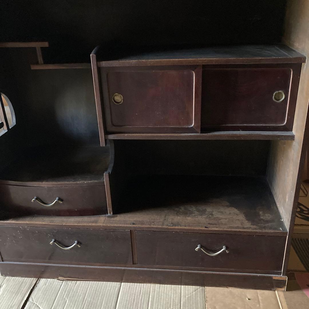 茶箪笥(違い棚付)　昭和初期アンティーク、ビンテージ