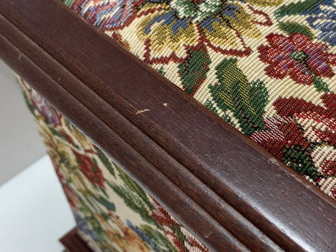 アンティーク調 ゴブラン織 ジュエリーボックス メイクボックス 鏡 木製