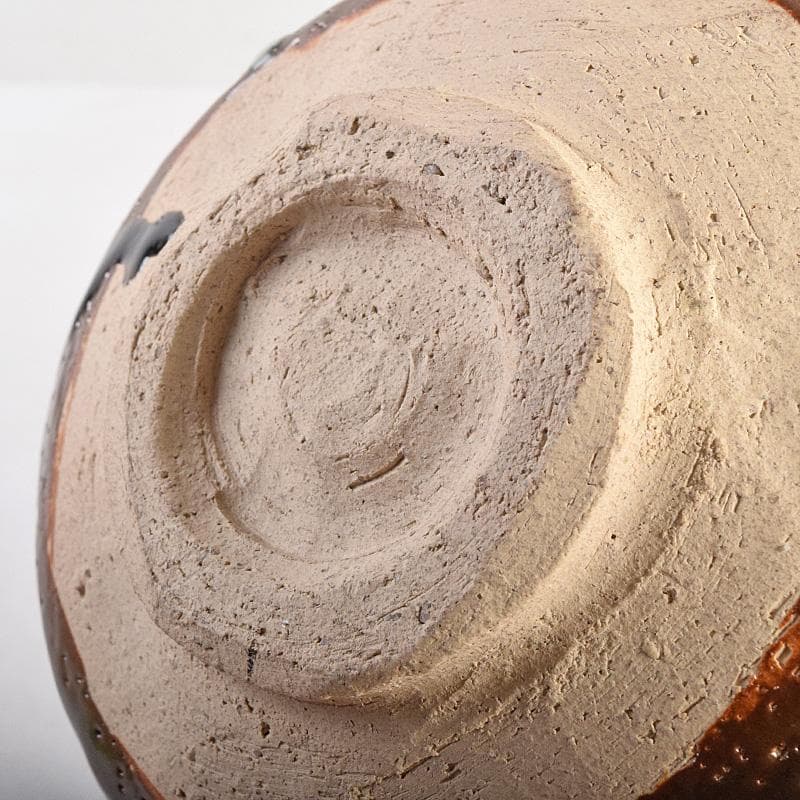 Mikan 　濱田庄司作　鉄釉　茶碗　仕覆付　共布共箱　V　R8790