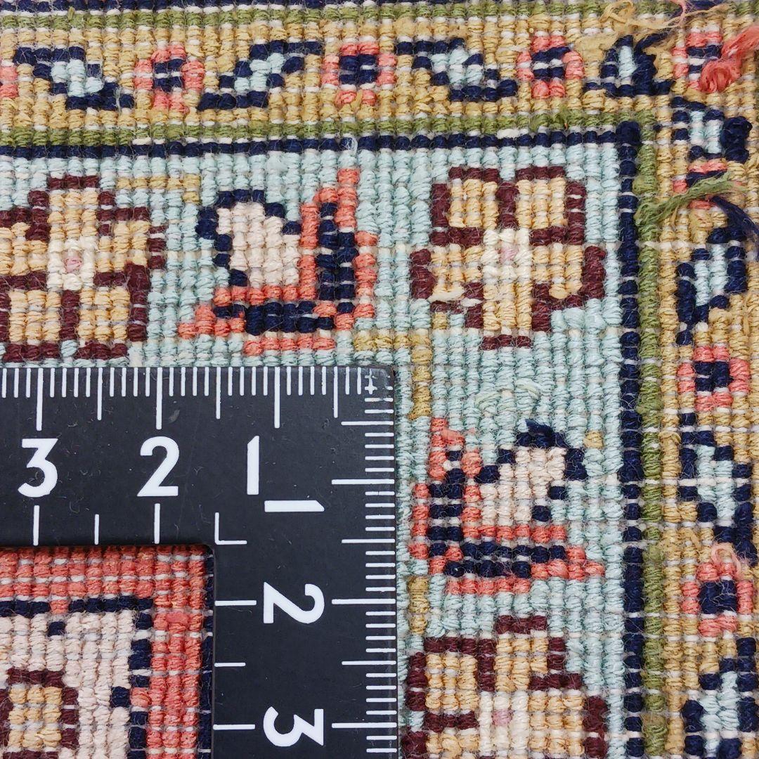 Y3203 インド カシミールシルク 絨毯 手織り 153×94㎝