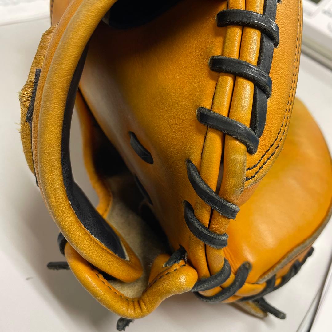 最終値下げ　軟式野球Mizuno Proキャッチャーミット 黄色 レザー