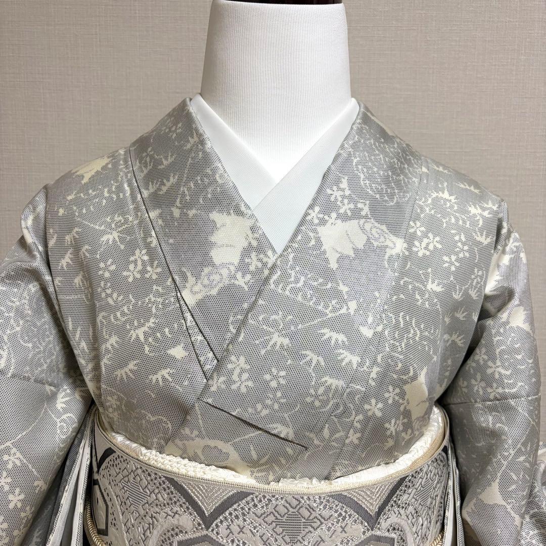 未使用近い　SOGO 美品　袷　正絹　白紬　大島　白大島　小紋　フルセット