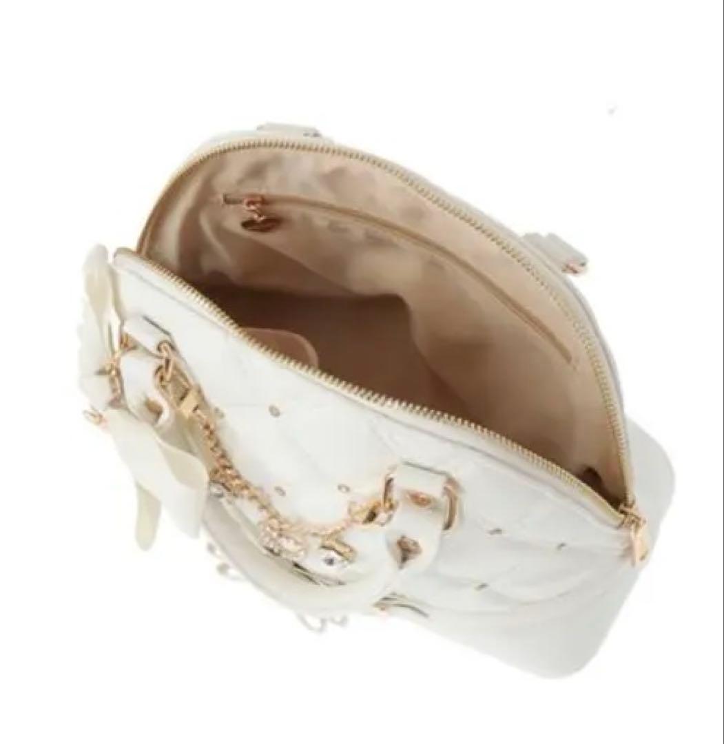 LIZLISA ビジューキルティングハンドバッグ ホワイト