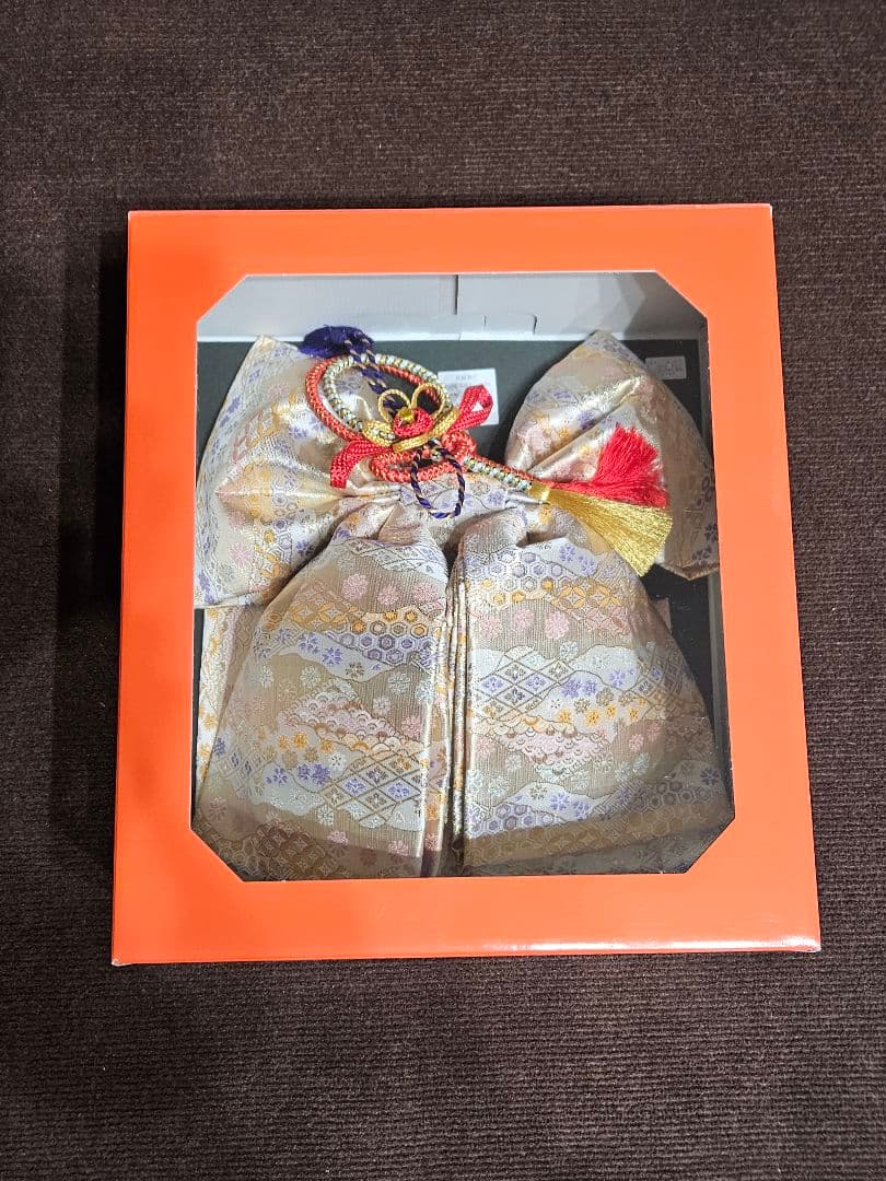 美品 七五三 結び·はこせこセット 7歳 結び帯 作り帯 白/曇取り　七歳用