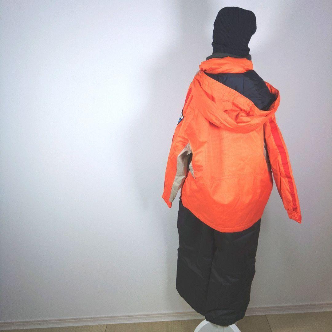 スキーウェア　キッズ　子供　120cm　男の子　オレンジ　ブラック　ニット帽