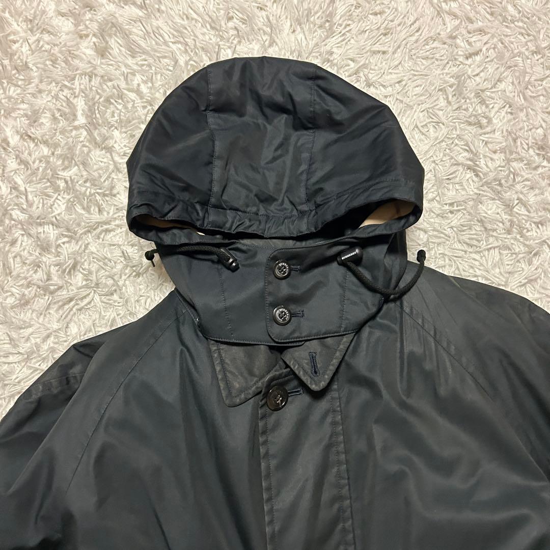 【LL】バーバリーロンドン フーデッドコート ダウンライナー ノバチェック 黒