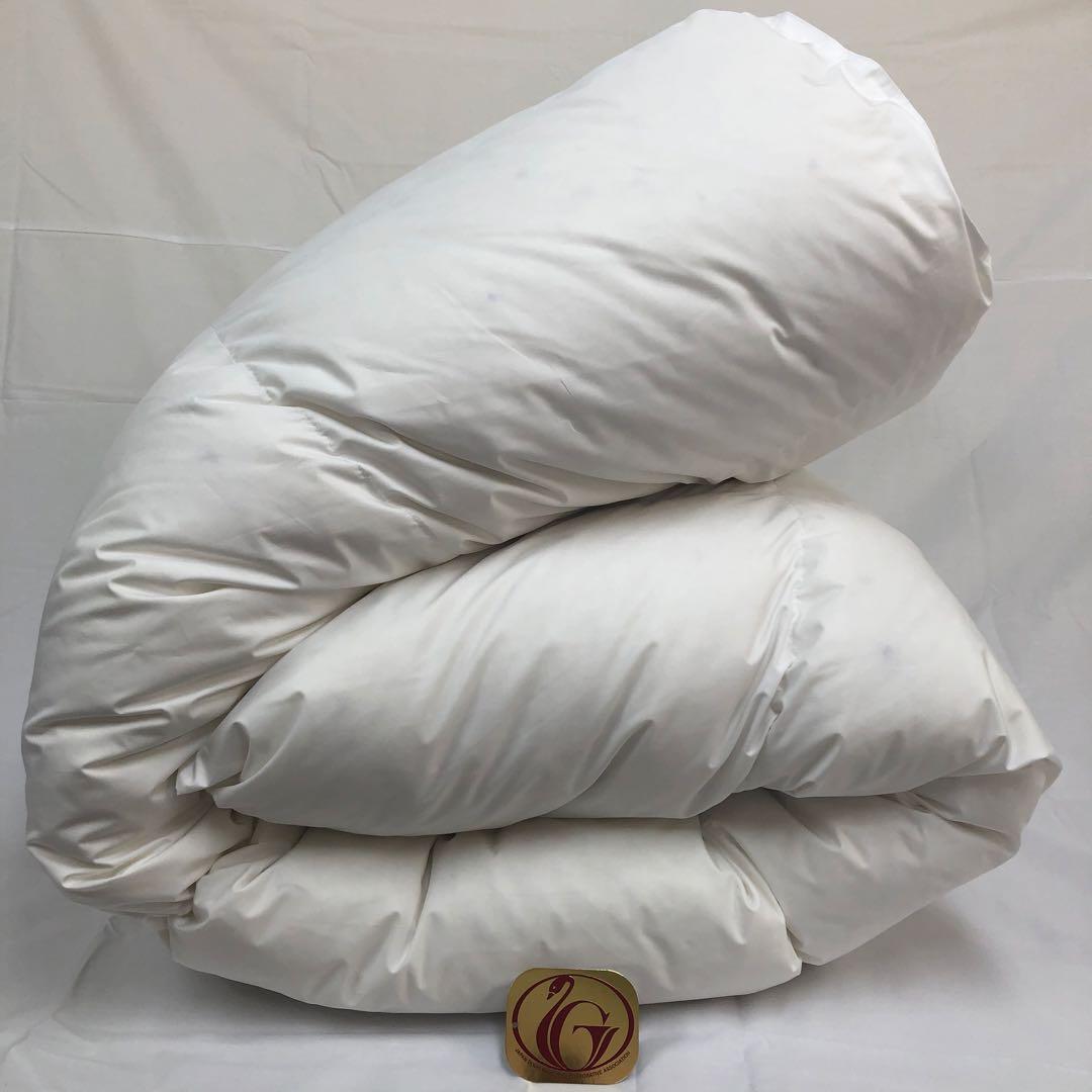 羽毛布団 ダブル超ロング ニューゴールド 白色　日本製 190×230cm