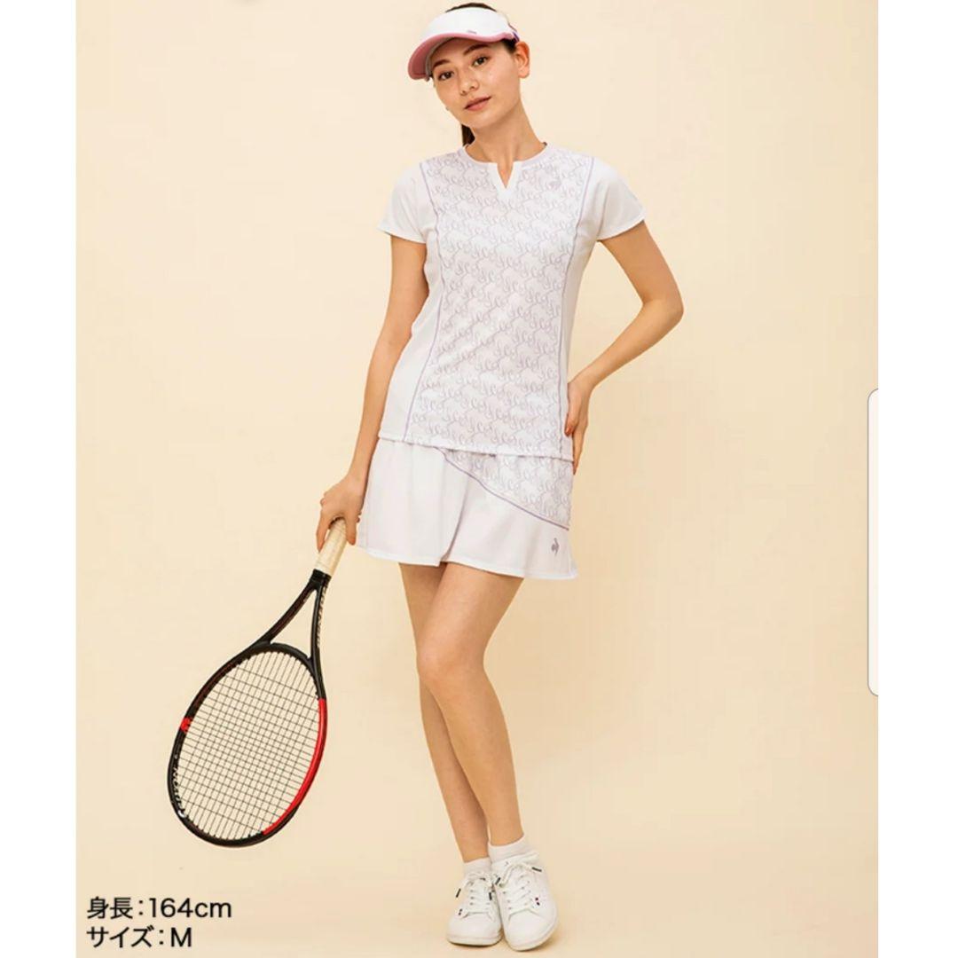 人気完売！ルコックテニスグラフィックゲームシャツLとスコートM 23FW