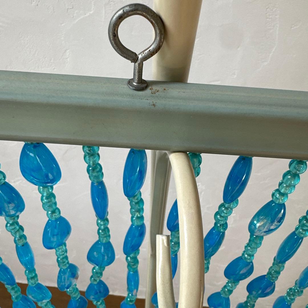 昭和レトロ　ビーズのれん　当時物　レトロポップ　ブルー　懐かしい　希少　アーチ