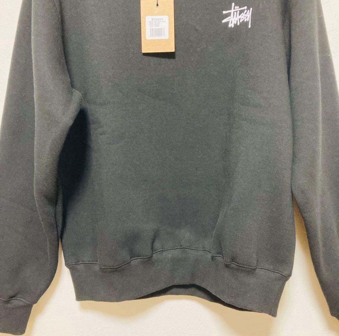 新品未使用☆STÜSSY BASIC STSSY CREW　L　ブラック　裏起毛