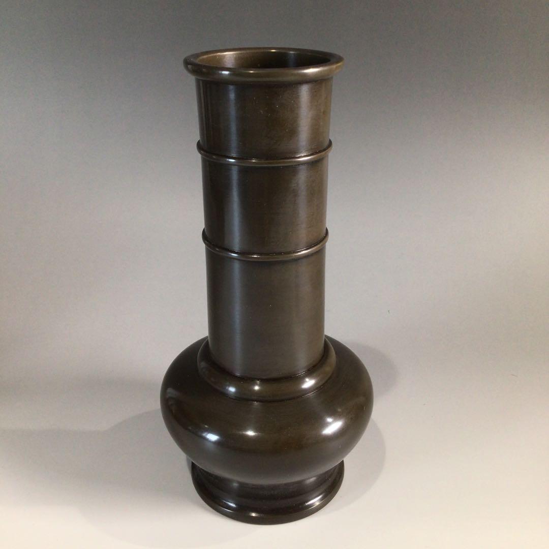 Ｐ３８１　皆具　『藤井宗喜造』『唐銅』『鬼面釻』『水指　建水　蓋置　杓立』　共箱