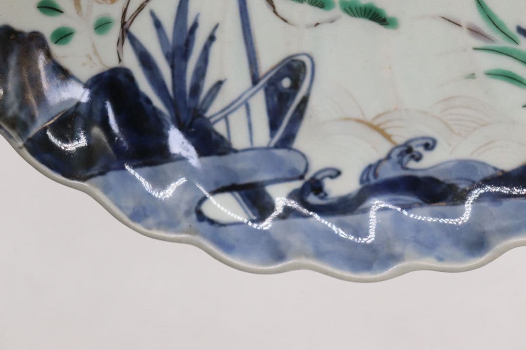 江戸　伊万里色絵　あわび型盛皿　大明年製銘　アンティーク　送料込み251010