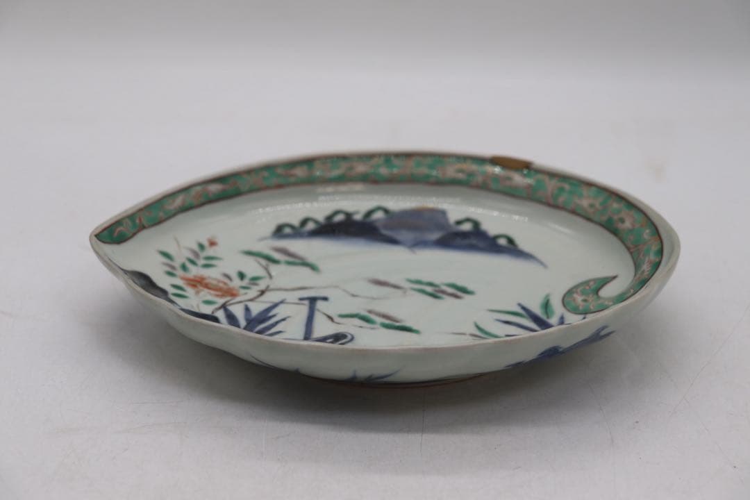 江戸　伊万里色絵　あわび型盛皿　大明年製銘　アンティーク　送料込み251010