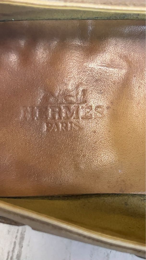 阿呆鳥HERMESスムースレザードライビングシューズ　サンドベージュ　40